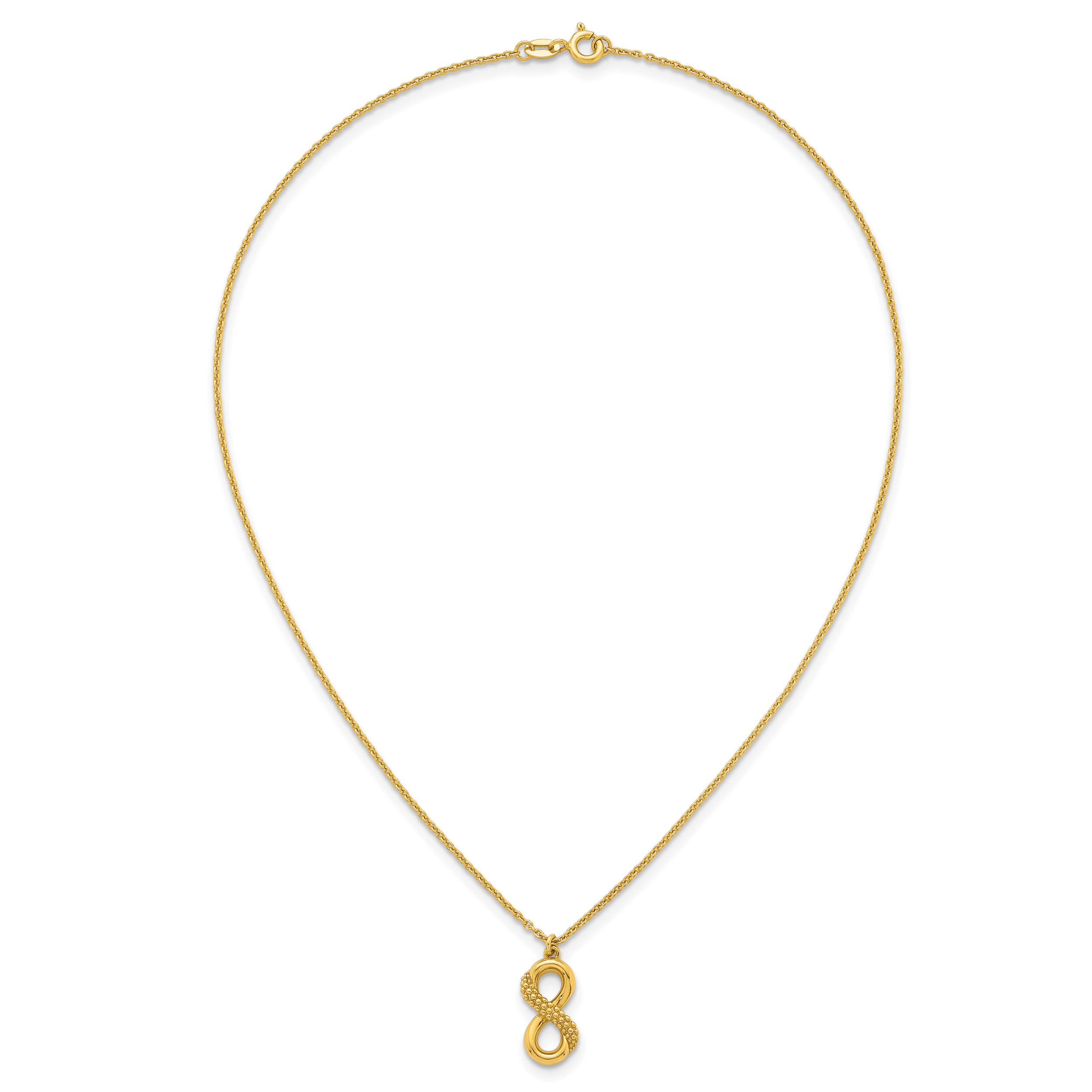 Sterling Silver Gold-tone Polished and Textured Infinity 16 inch Necklace