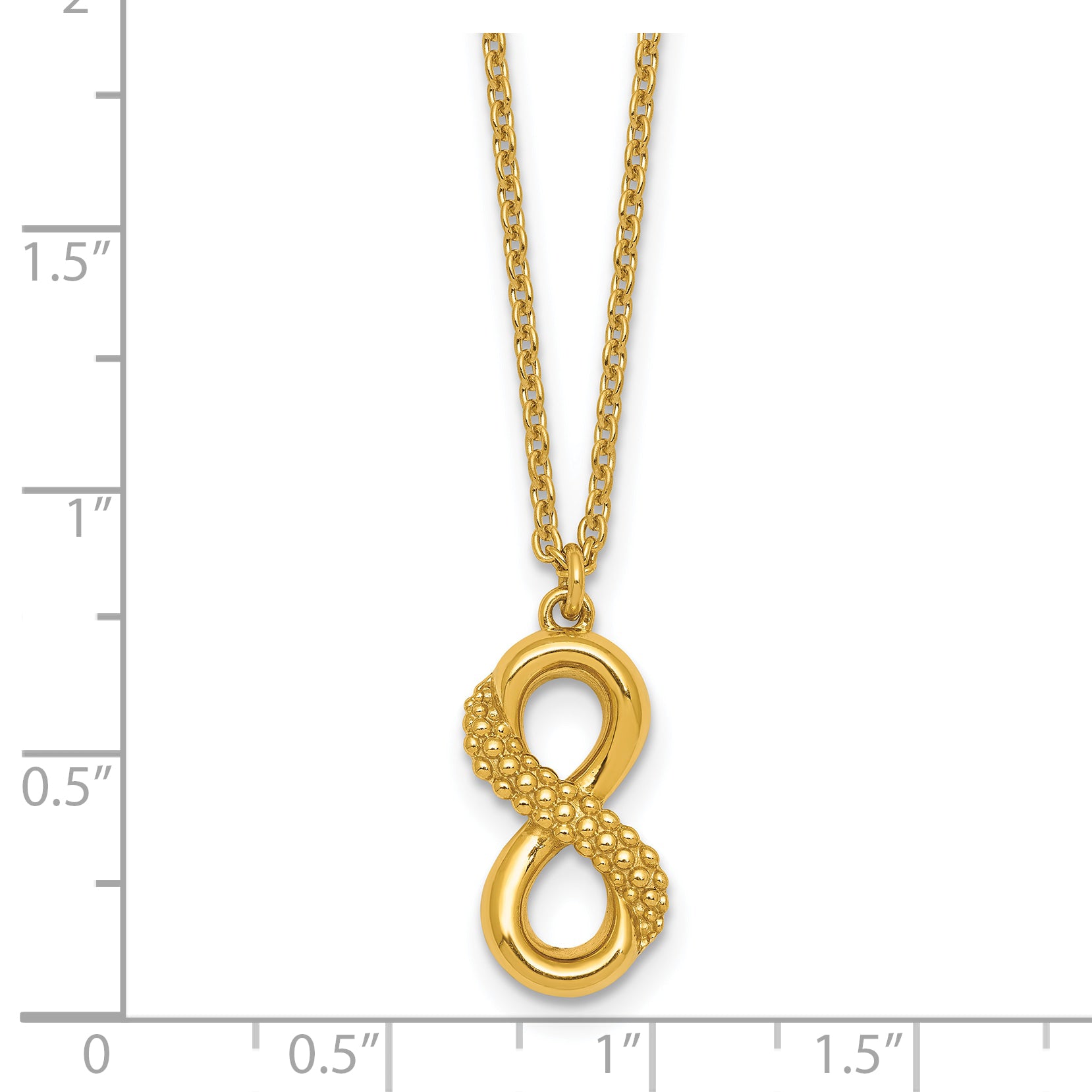 Sterling Silver Gold-tone Polished and Textured Infinity 16 inch Necklace