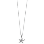 Sterling Silver Rhodium-plated Polished and Oxidized Filigree Starfish 18 Inch Necklace