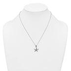 Sterling Silver Rhodium-plated Polished and Oxidized Filigree Starfish 18 Inch Necklace