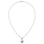 Sterling Silver Rhodium-plated Polished and Oxidized Filigree Starfish 18 Inch Necklace