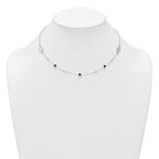 Sterling Silver Polished Textured Spanish Miraculous Medals with Black Glass Beads 16 inch Necklace