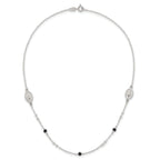 Sterling Silver Polished Textured Spanish Miraculous Medals with Black Glass Beads 16 inch Necklace