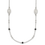Sterling Silver Polished Textured Spanish Miraculous Medals with Black Glass Beads 16 inch Necklace