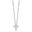 Sterling Silver Polished and Beaded White CZ Budded Cross 16.5 inch with 1 inch Extension Necklace