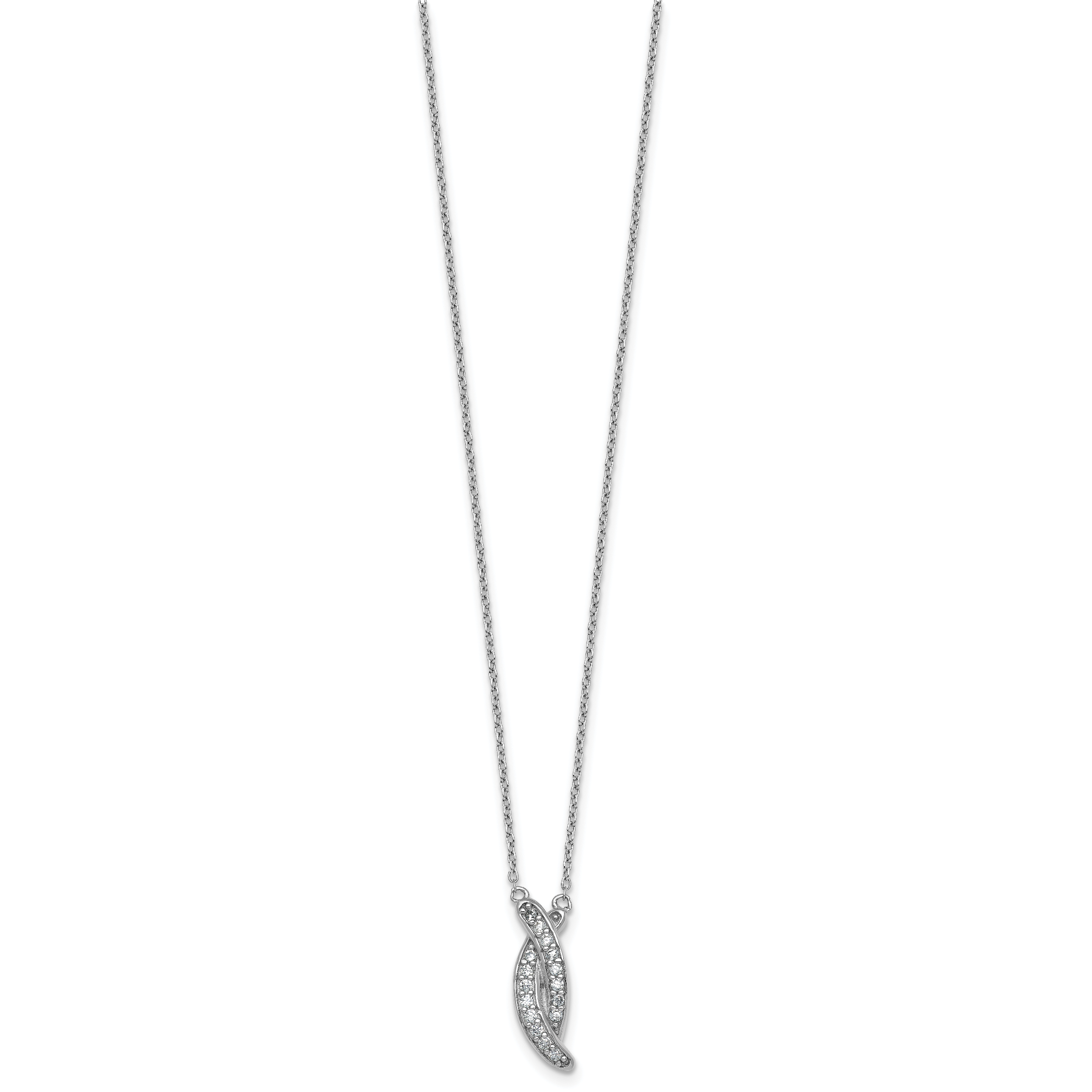 Sterling Silver Rhodium-plated Polished Fancy CZ -X- 16 Inch with 1.25 Inch Extension Necklace Secondary image