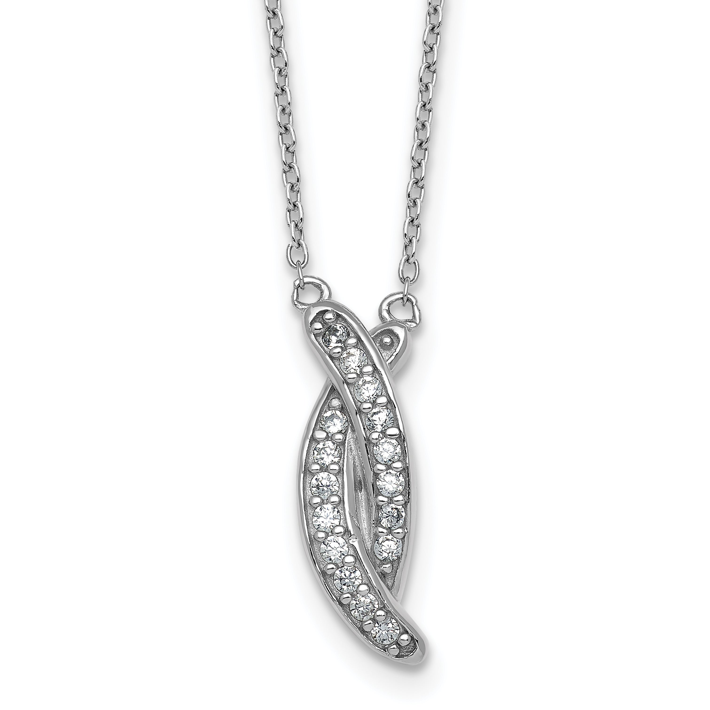 Sterling Silver Rhodium-plated Polished Fancy CZ -X- 16 Inch with 1.25 Inch Extension Necklace Main image