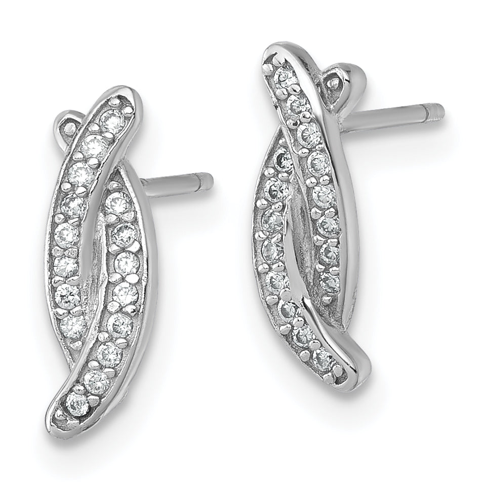 Sterling Silver Rhodium-plated Polished Fancy CZ -X- Post Earrings Secondary image