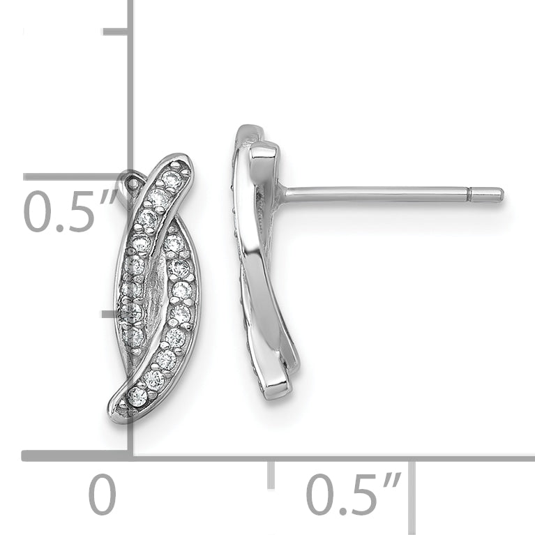 Sterling Silver Rhodium-plated Polished Fancy CZ -X- Post Earrings