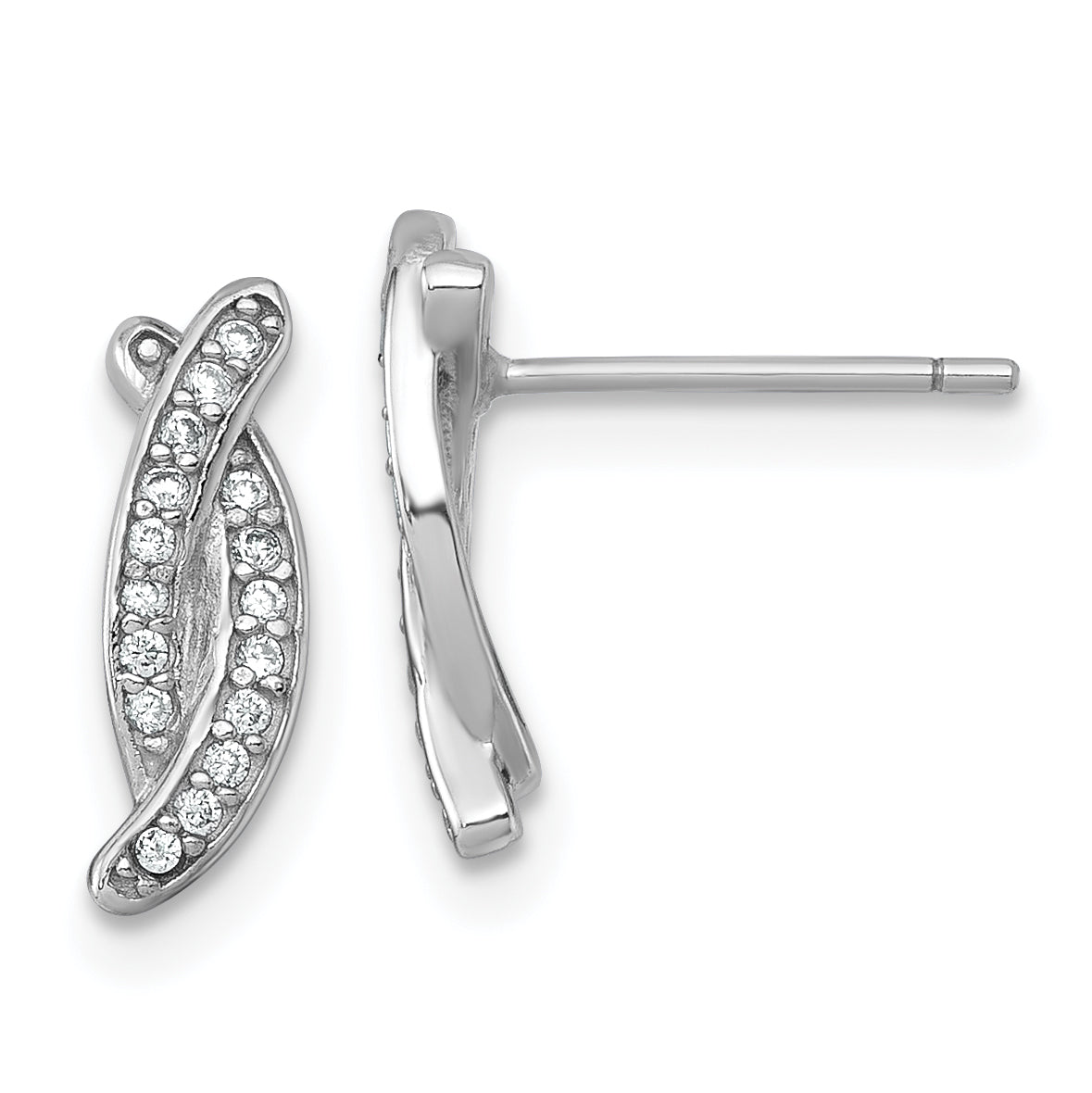 Sterling Silver Rhodium-plated Polished Fancy CZ -X- Post Earrings