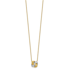 Sterling Silver Gold-tone and Rhodium-plated Polished CZ Knot 18 inch Necklace