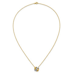 Sterling Silver Gold-tone and Rhodium-plated Polished CZ Knot 18 inch Necklace
