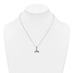 Sterling Silver Rhodium-plated Polished and Oxidized Filigree Whale Tail 18 Inch Necklace