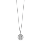Sterling Silver Rhodium-plated Polished and Textured Multi-Circle Dangle 16 inch with 1 inch Extender Necklace