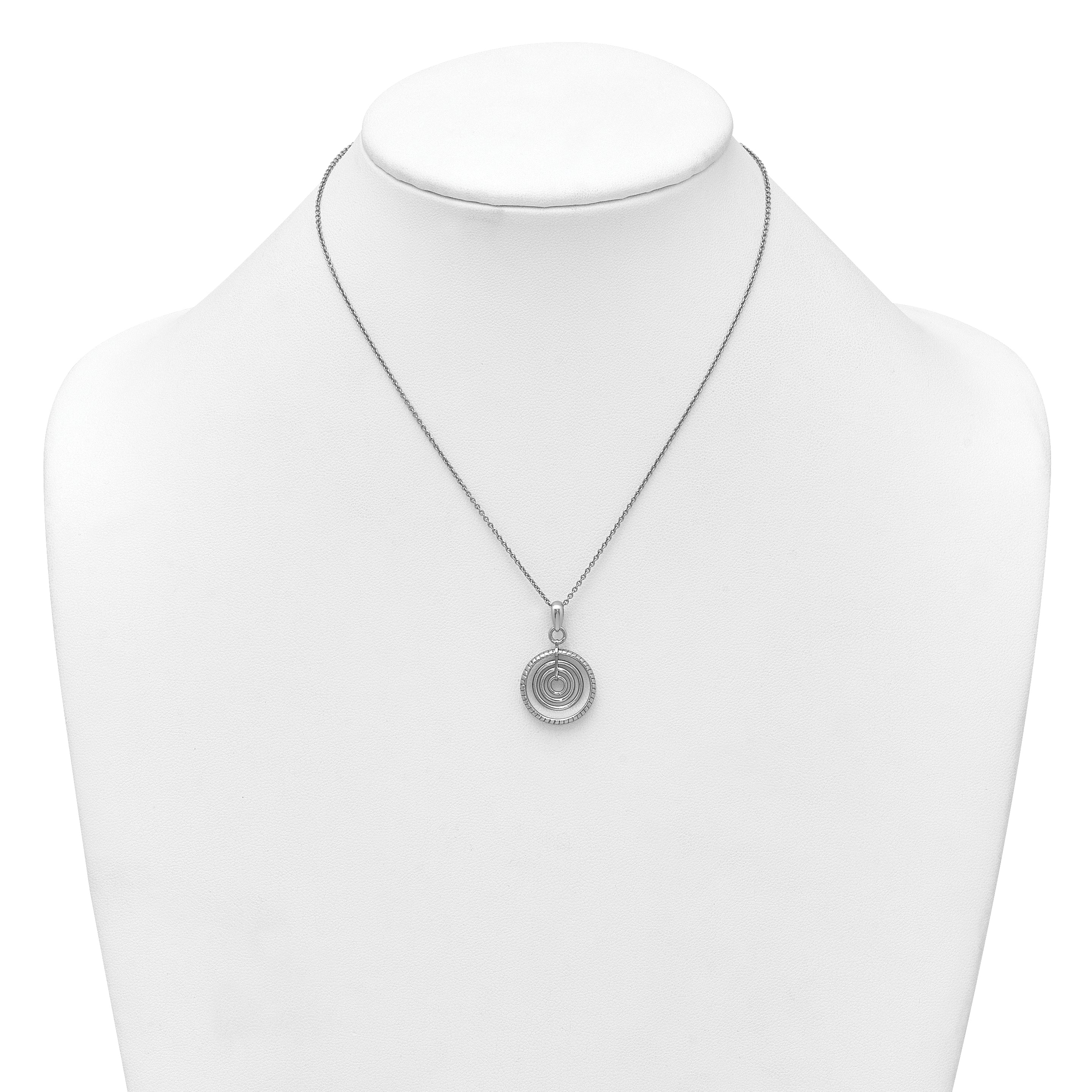 Sterling Silver Rhodium-plated Polished and Textured Multi-Circle Dangle 16 inch with 1 inch Extender Necklace