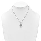 Sterling Silver Rhodium-plated Polished and Textured Multi-Circle Dangle 16 inch with 1 inch Extender Necklace