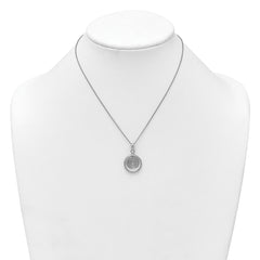 Sterling Silver Rhodium-plated Polished and Textured Multi-Circle Dangle 16 inch with 1 inch Extender Necklace
