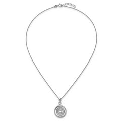 Sterling Silver Rhodium-plated Polished and Textured Multi-Circle Dangle 16 inch with 1 inch Extender Necklace