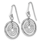 Sterling Silver Rhodium-plated Polished and Textured Multi-Circle Dangle Shepherd Hook Earrings