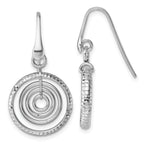 Sterling Silver Rhodium-plated Polished and Textured Multi-Circle Dangle Shepherd Hook Earrings