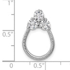 Sterling Silver Rhodium-plated Three CZ Textured Loop Chain Slide Pendant