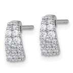 Sterling Silver Rhodium-plated Polished Pave CZ Curved and Tapered Post Earrings
