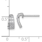Sterling Silver Rhodium-plated Polished Pave CZ Curved and Tapered Post Earrings