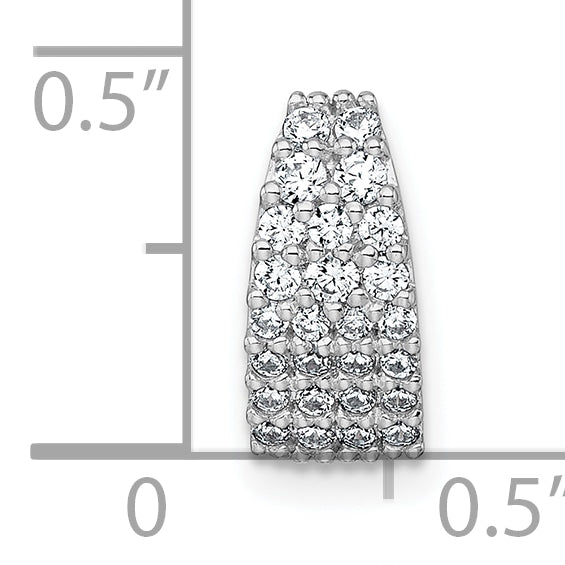 Sterling Silver Rhodium-plated Polished Pave CZ Curved and Tapered Chain Slide Pendant