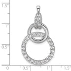 Sterling Silver Rhodium-plated Polished CZ Two Circle Pendant