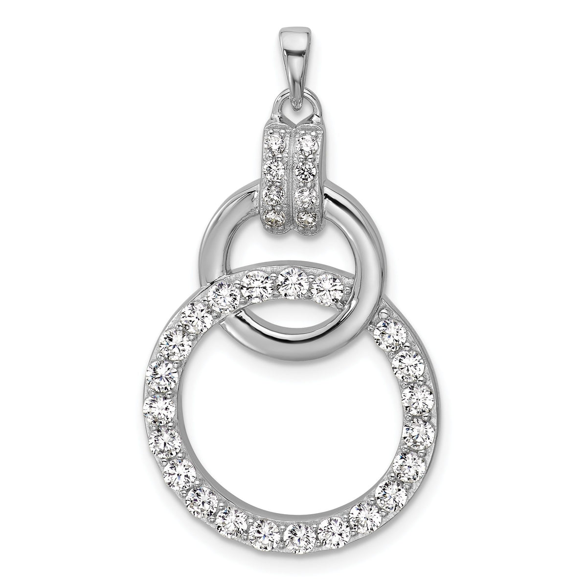 Two Circle Cubic Zirconia Pendant in Sterling Silver, 35mm - Sophia Jewelers Main image