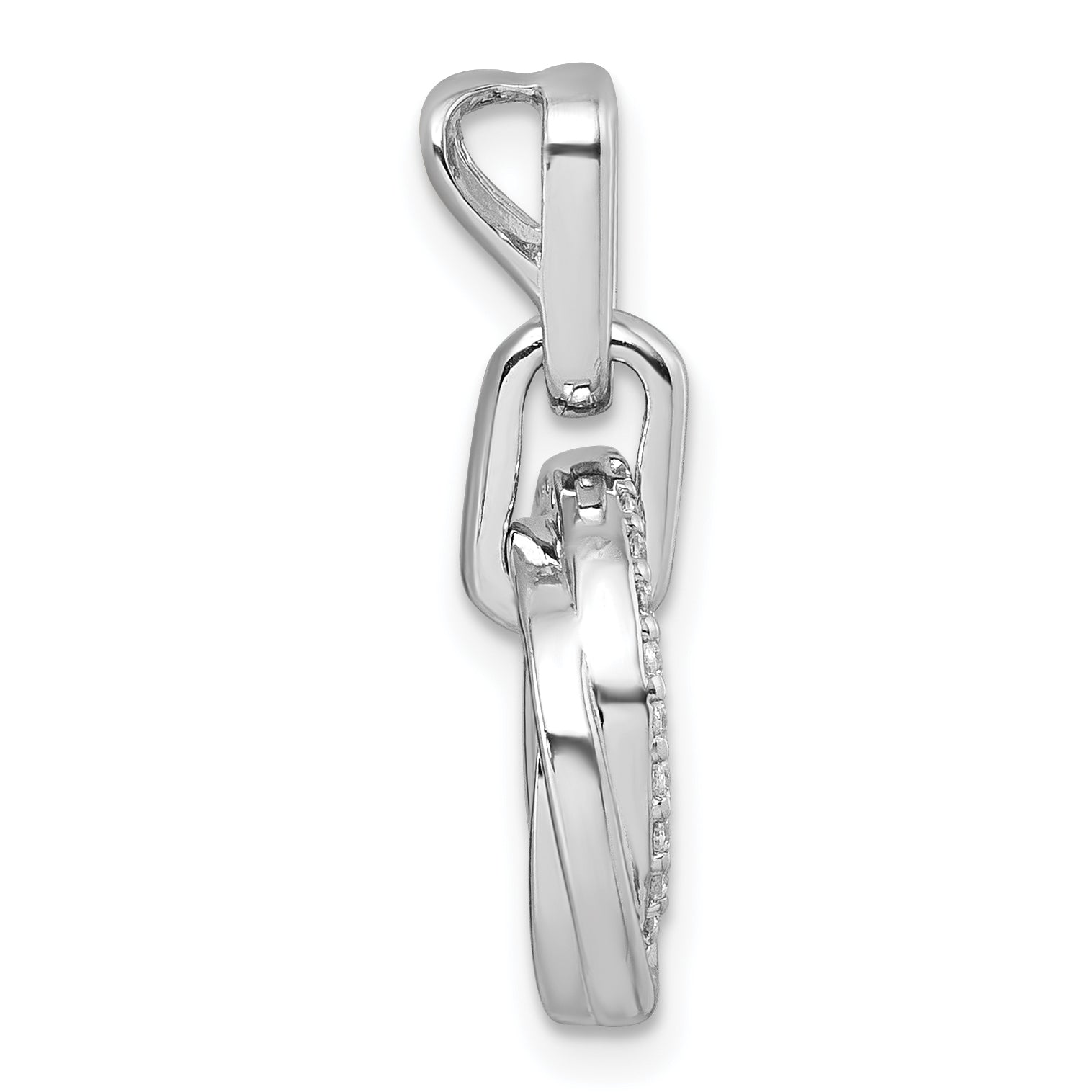 Sterling Silver Rhodium-plated Polished White CZ Circle Twist Pendant Secondary image