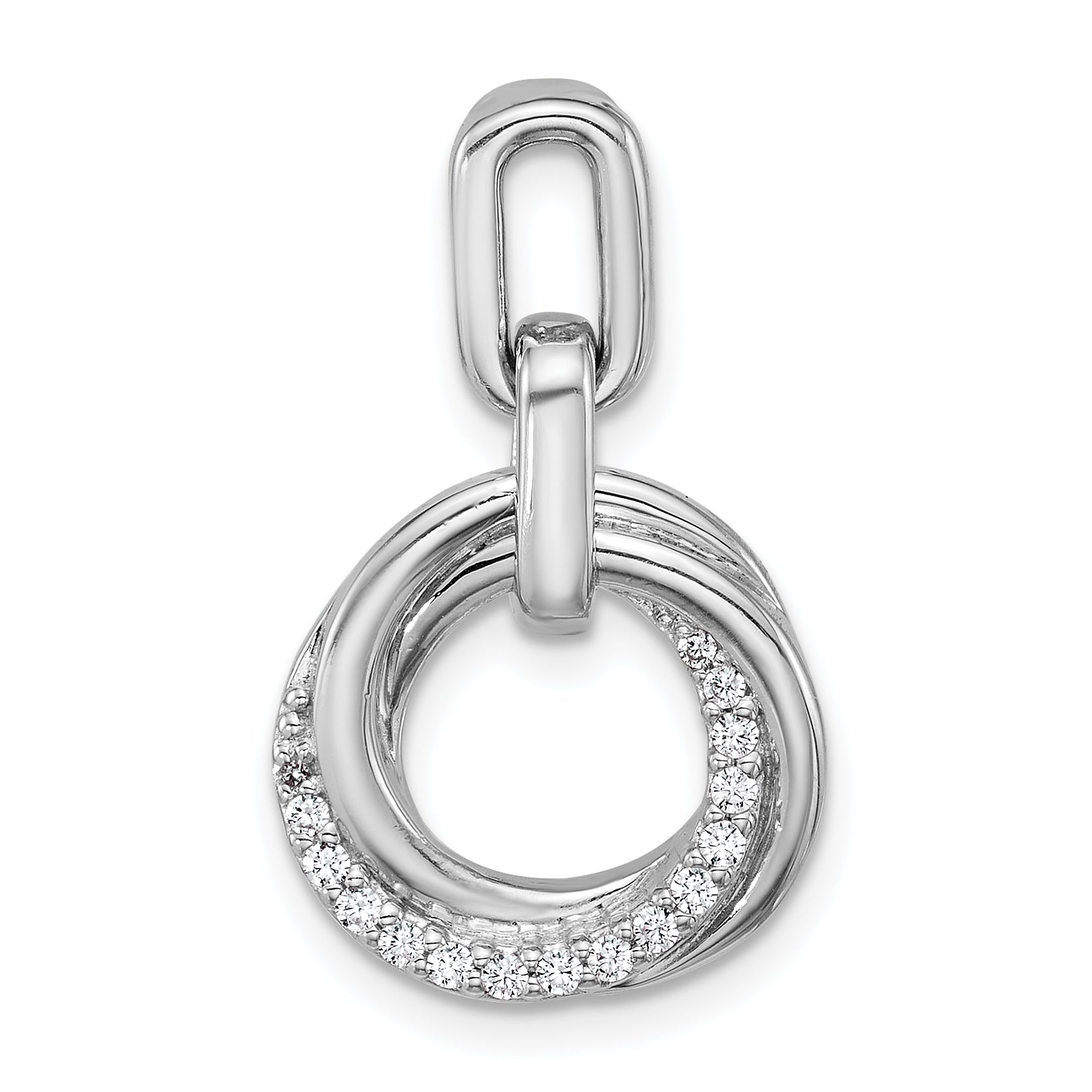 Sterling Silver Rhodium-plated Polished White CZ Circle Twist Pendant Main image
