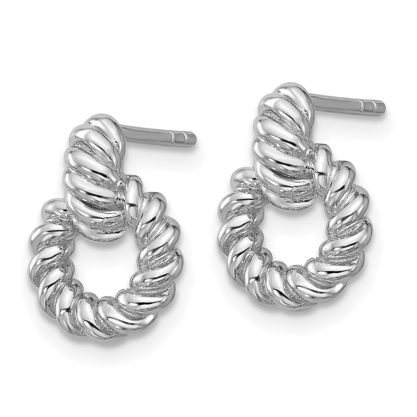 Sterling Silver Rhodium-plated Polished Twisted Circle Post Earrings Secondary image