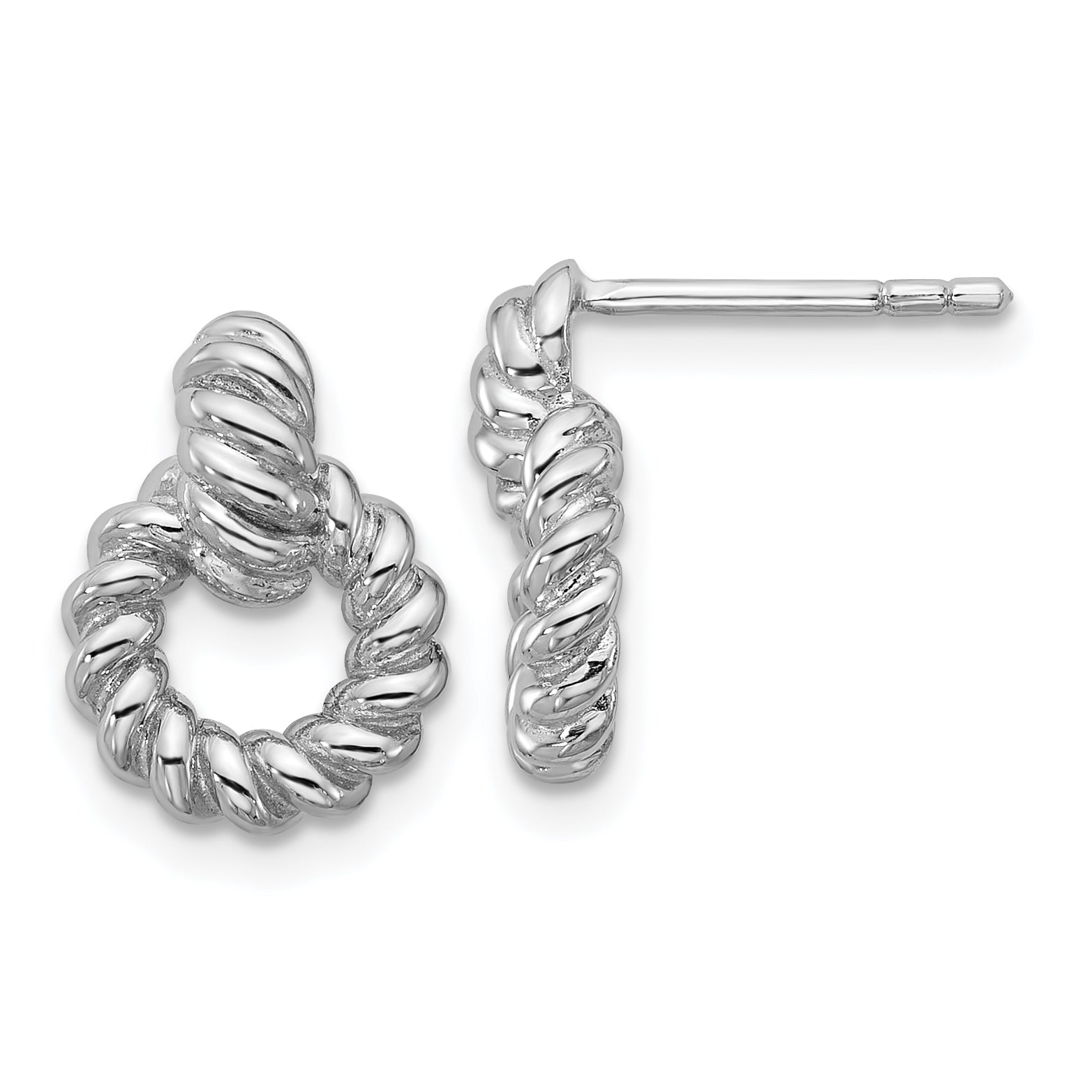 Sterling Silver Rhodium-plated Polished Twisted Circle Post Earrings Main image