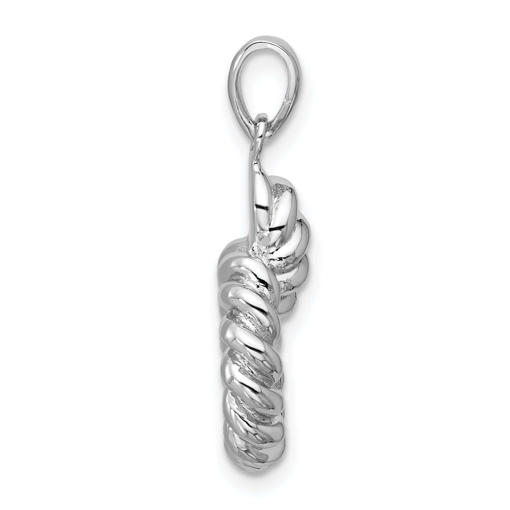 Sterling Silver Rhodium-plated Polished Twisted Circle Pendant Secondary image