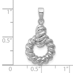 Sterling Silver Rhodium-plated Polished Twisted Circle Pendant