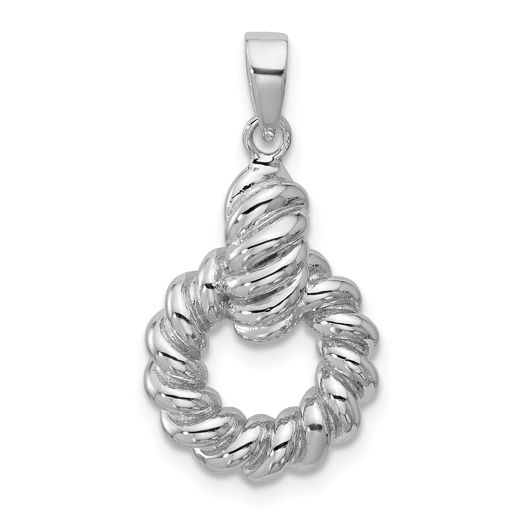 Sterling Silver Rhodium-plated Polished Twisted Circle Pendant Main image