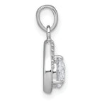 Sterling Silver Rhodium-plated Polished Round CZ Teardrop Pendant