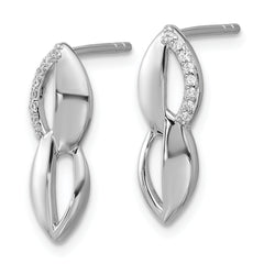 Sterling Silver Rhodium-plated Polished Ovals CZ Post Earrings