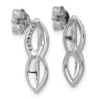 Sterling Silver Rhodium-plated Polished Ovals CZ Post Earrings