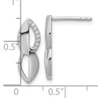 Sterling Silver Rhodium-plated Polished Ovals CZ Post Earrings