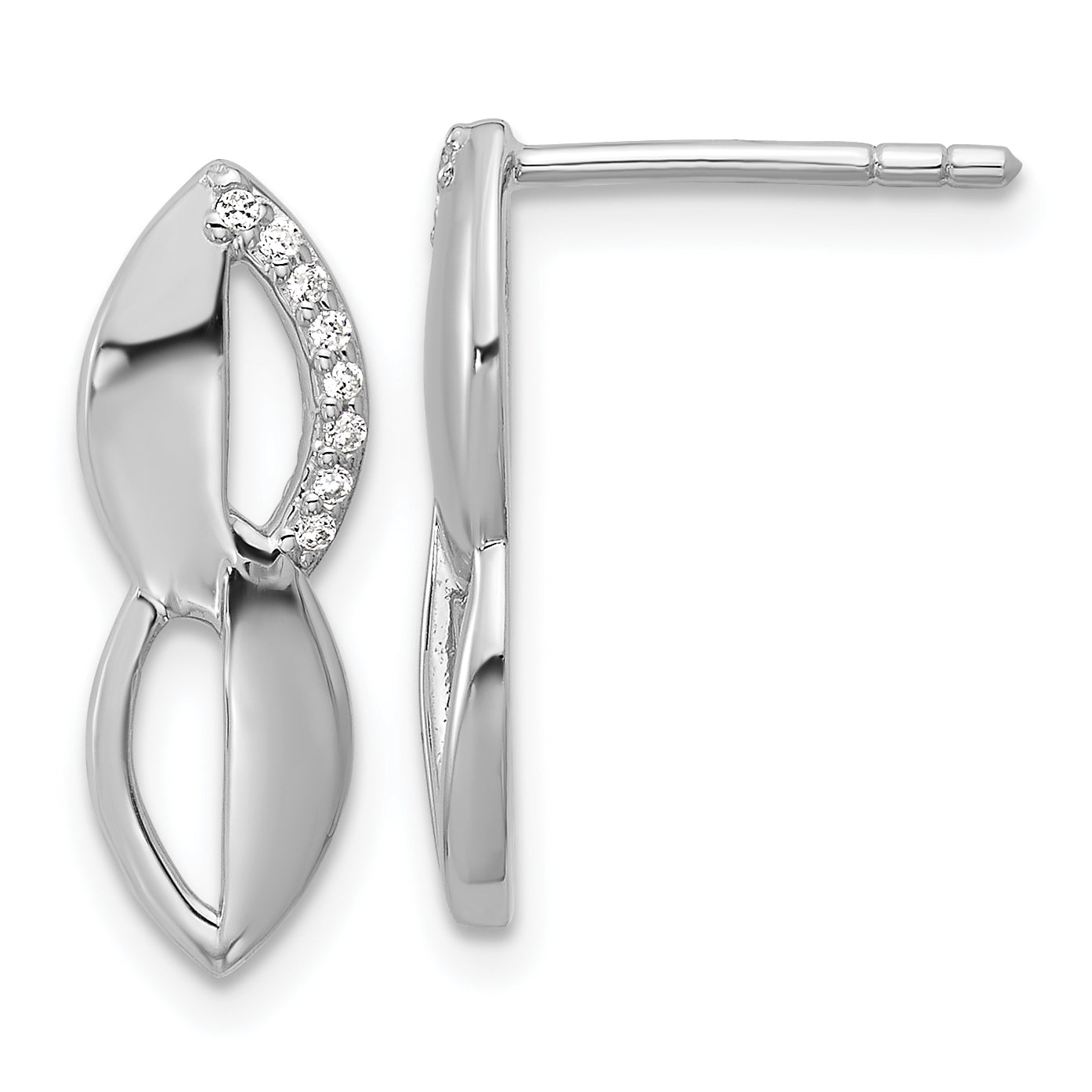 Sterling Silver Rhodium-plated Polished Ovals CZ Post Earrings Main image