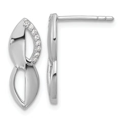 Sterling Silver Rhodium-plated Polished Ovals CZ Post Earrings