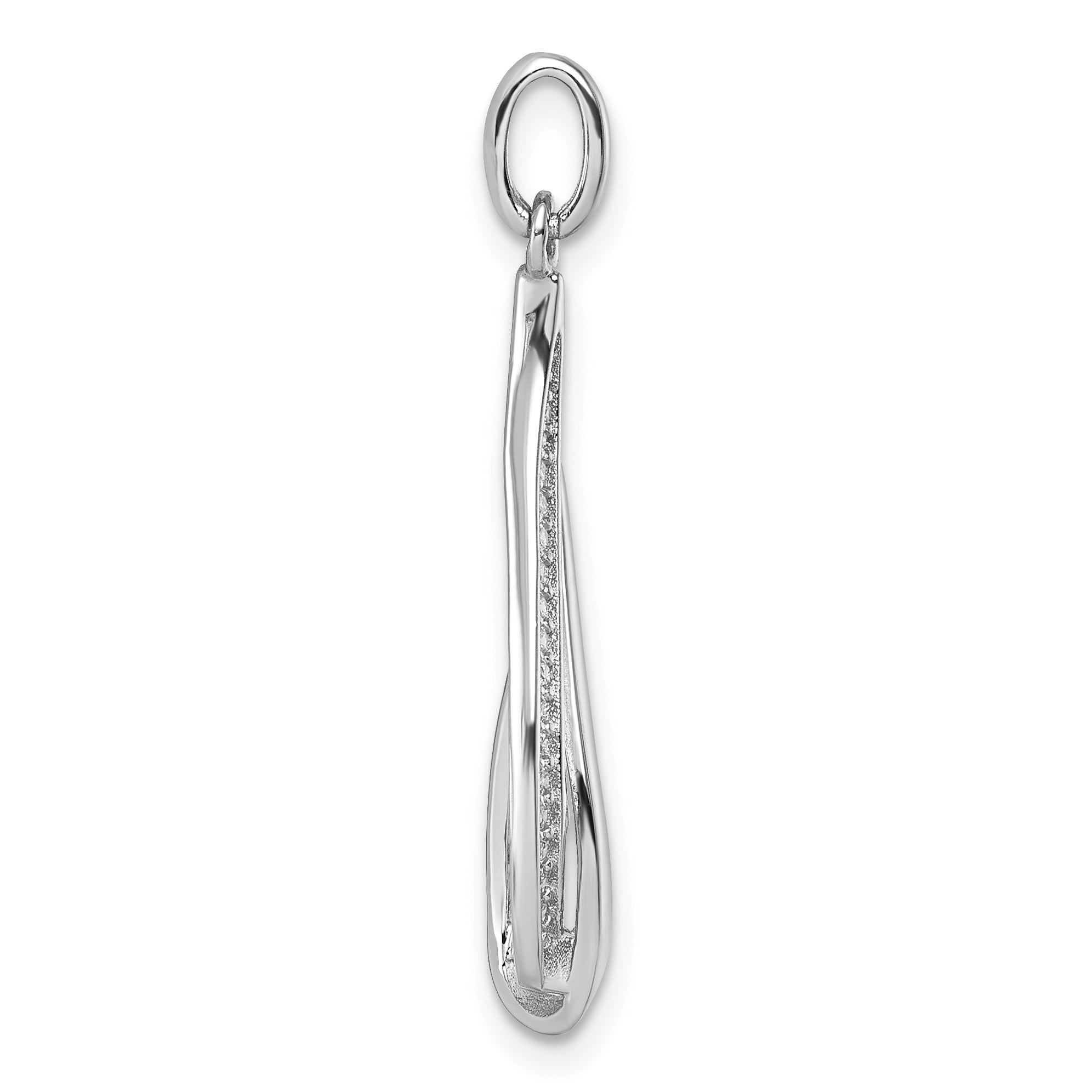 Sterling Silver Rhodium-plated CZ Polished Tear Drop Swirl Pendant Secondary image