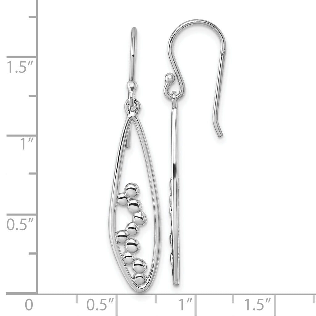 Sterling Silver Rhodium-plated Polished Oval Bubbles Dangle Earrings