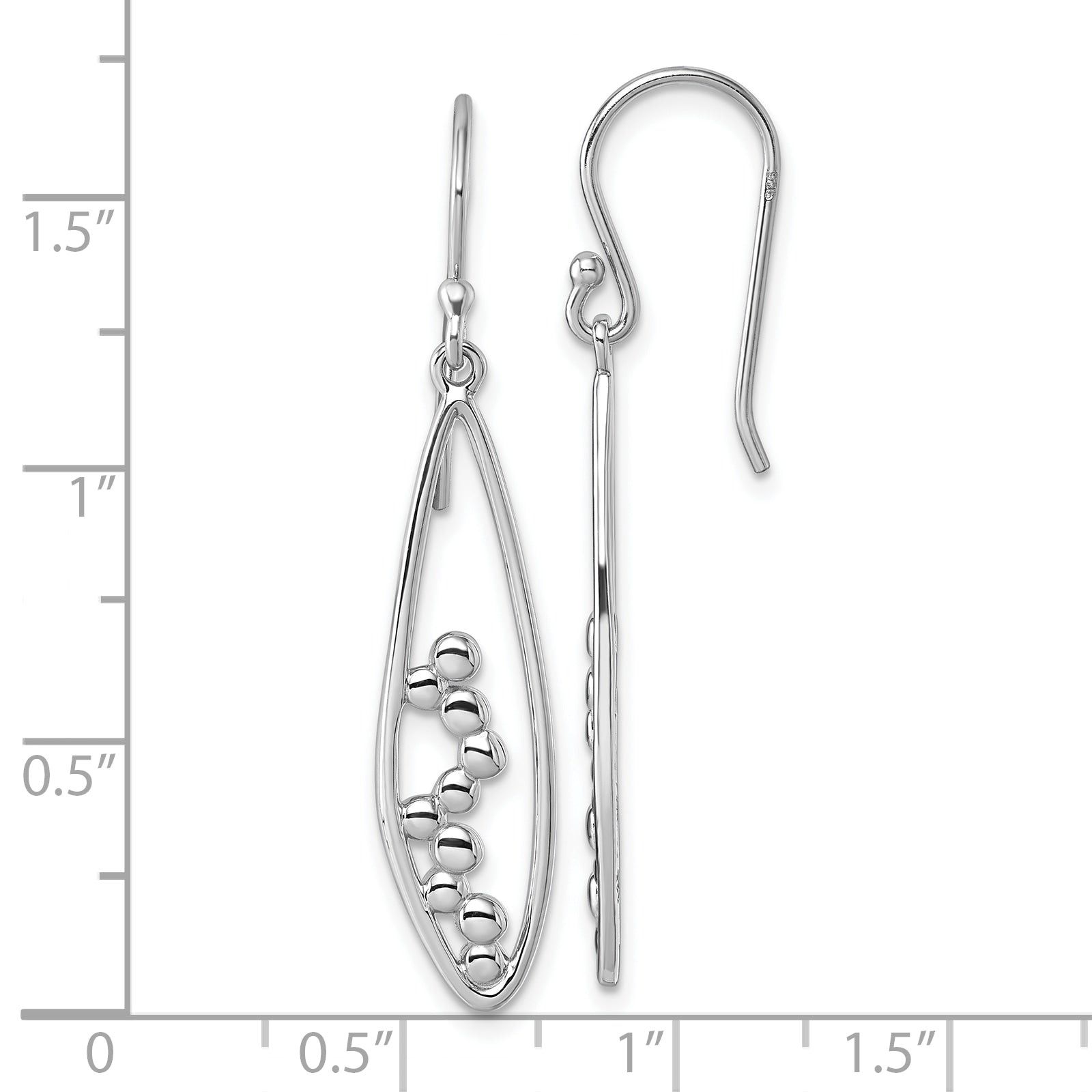 Sterling Silver Rhodium-plated Polished Oval Bubbles Dangle Earrings