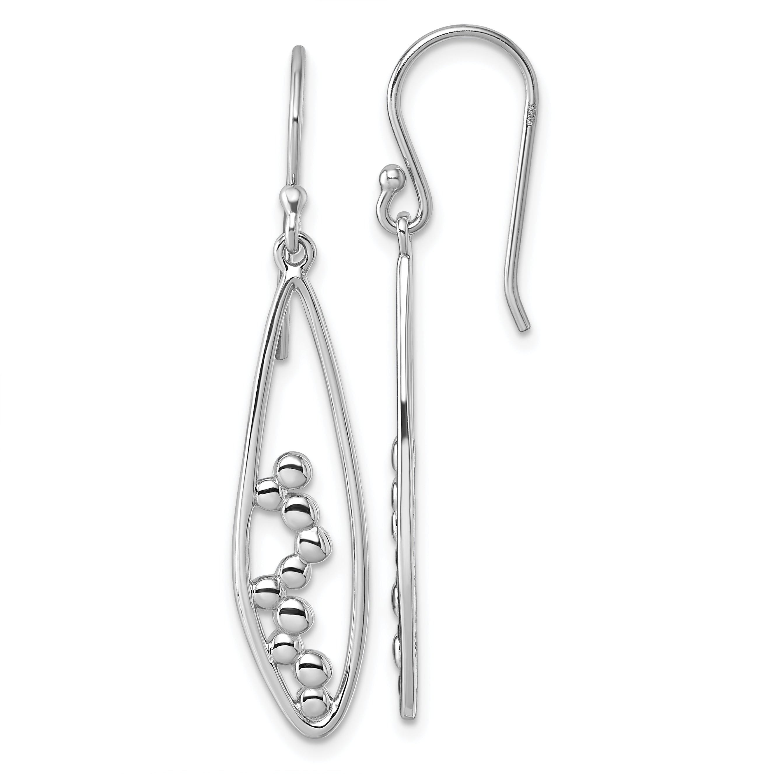 Sterling Silver Rhodium-plated Polished Oval Bubbles Dangle Earrings Main image