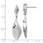 Sterling Silver Rhodium-plated CZ Polished Textured Abstract Tear Drop Dangle Post Earrings
