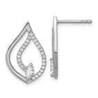 Sterling Silver Rhodium-plated Marquise CZ Polished Teardrop Post Earrings