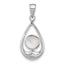 Sterling Silver Rhodium-plated Polished Round Mother of Pearl in Teardrop Pendant